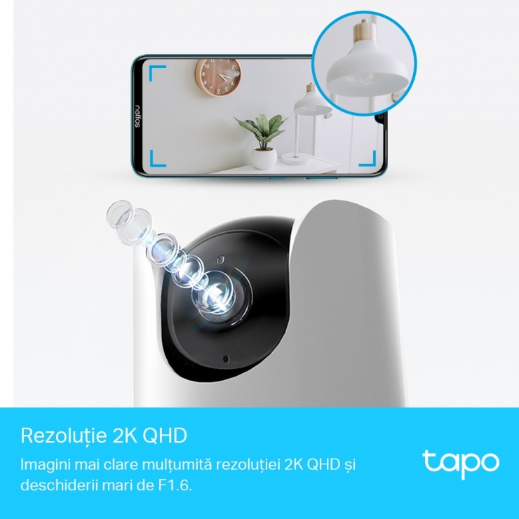 Imagine Camera video cu functie Pan/Tilt si Detectare AI, TP-LINK Tapo C225